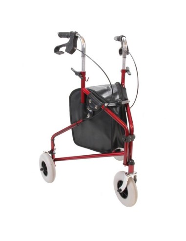 Andador de 3 ruedas con bolsa, cesta y bandeja extraíble | Rollator plegable Delta 201
