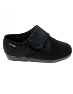 Zapatilla de terciopelo con velcro Blandipié color negro