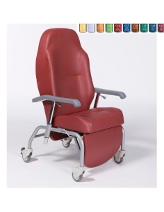 Sillón de descanso con 4 ruedas "Normandie" con respaldo reclinable y reposapies elevable
