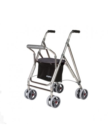 Andador de exterior plegable Kanguro HD | regulable con respaldo, asiento acolchado y cesta | con frenos por presión