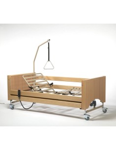 Cama electrónica articulada elevable Luna regulable en altura con carro elevador y kit de transporte (Incluye barandillas, cabec