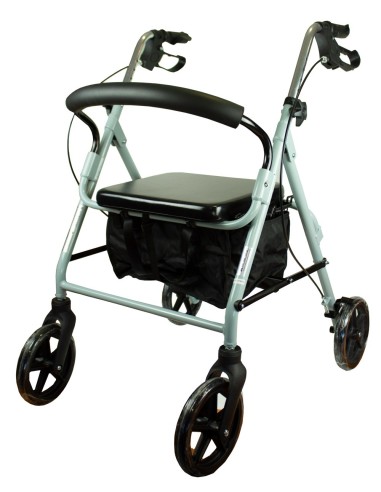 Andador de 4 ruedas de altura regulable, plegable, con cesta y respaldo y asiento acolchado | Sofía