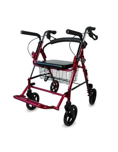 Andador de 4 ruedas y silla de ruedas | 2 en 1 | de altura regulable, plegable y con asiento y respaldo acolchado | Colón