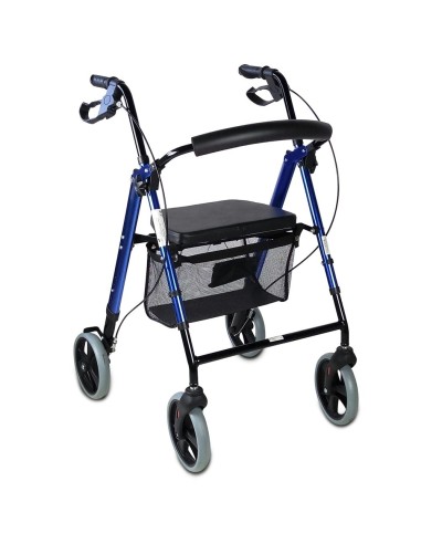 Andador para ancianos deluxe aluminio plegable con frenos, asiento