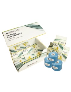 Kinesiotape vendaje kinesiológico (12 uds) | Expositor/Caja | azul, beige, rosa o negro