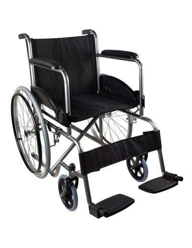 Silla de ruedas plegable autopropulsable de acero, ligera, ancho asiento 46 cm, color negro"Mod. Alcazaba"