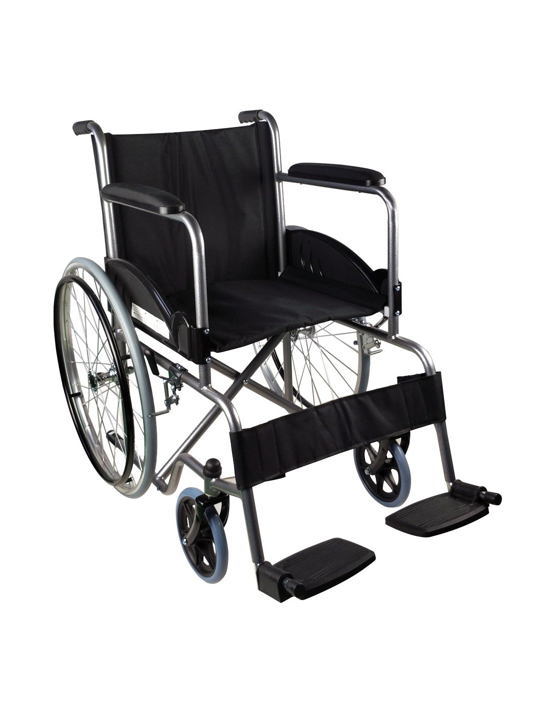 Silla de ruedas plegable autopropulsable de acero, ligera, ancho asiento 46  cm, color negroMod. Alcazaba