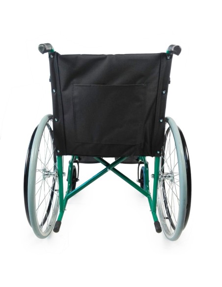 Silla de ruedas plegable autopropulsable de acero, ligera, ancho asiento 46  cm, color negroMod. Alcazaba