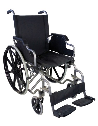 Silla de ruedas plegable, muy ligera y autopropulsable, reposapiés extraíbles, ancho asiento 43 o 46 cm, color gris "Giralda"