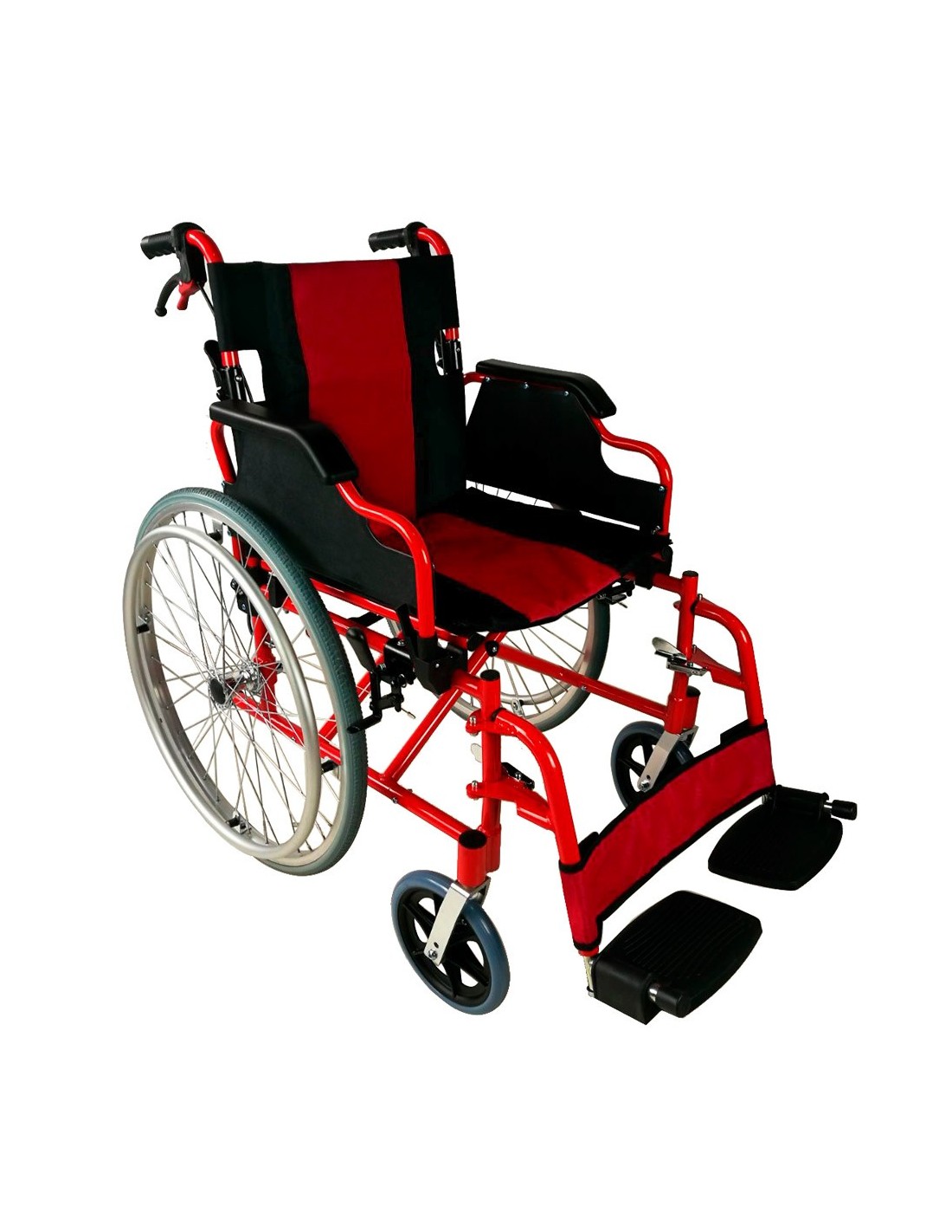  Sillas de ruedas plegables ligeras, silla de ruedas  autopropulsada manual, silla de ruedas con marco de aluminio súper ligera,  dispositivo de movilidad plegable y ligero para personas mayores,  discapacitados (color: rojo) (