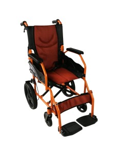 Silla de ruedas de tránsito plegable con reposapiés, respaldo y reposabrazos acolchados, con frenos en manetas | ancho asiento 4