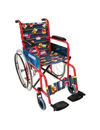 Silla de ruedas infantil para niños plegable, reposabrazos y reposapiés  fijos, ancho asiento 35 cm