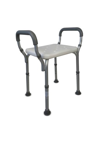 Silla asiento para baño con reposabrazos y regulable en altura, de aluminio y PVC | Acueducto