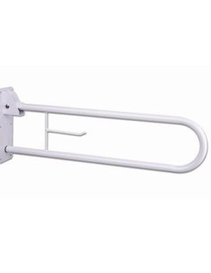 Doble barra de seguridad para baño abatible con soporte para papel "Mod. Arco"