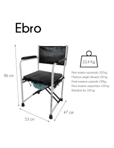 Silla con WC/inodoro de acero cromado, con tapa y plegable | Ebro 2