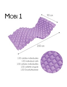 Colchón antiescaras color lila con alternancias de celdas y compresor "Mobi 1" 2