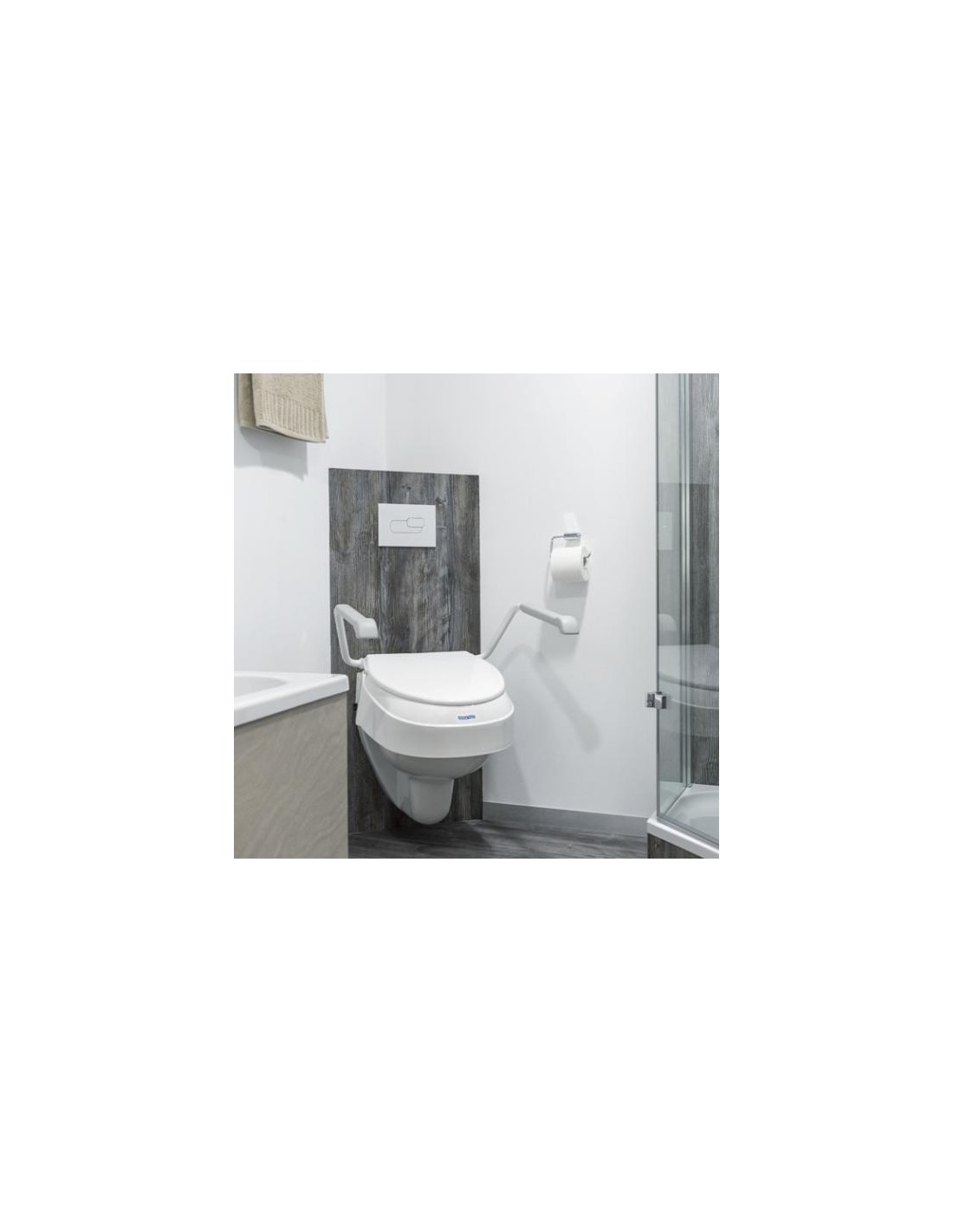 Elevador WC Con tapa Reposabrazos abatibles y ajustable 3 alturas 610 y 15  cm