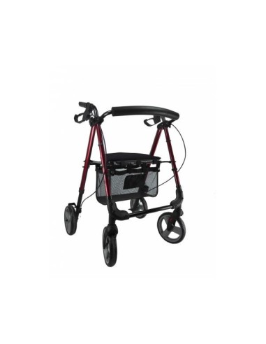 Andador Rollator plegable y regulable en altura, con frenos "tipo bici", asiento y respaldo acolchado y cesta de tela Premium A5