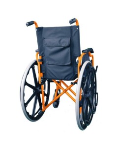 Silla de ruedas plegable, muy ligera y autopropulsable, reposapiés extraíbles, ancho asiento 43 o 46 cm, color naranja “Giralda” 2