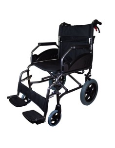 Silla de ruedas de tránsito plegable, reposapiés extraíbles y respaldo abatible, ancho asiento 46 cm "Mod. Museo"