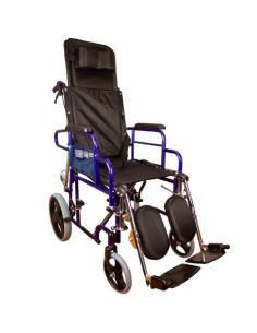 Silla de ruedas reclinable plegable de acero, reposabrazos extraíbles y reposapiés elevables | Modelo Esfinge