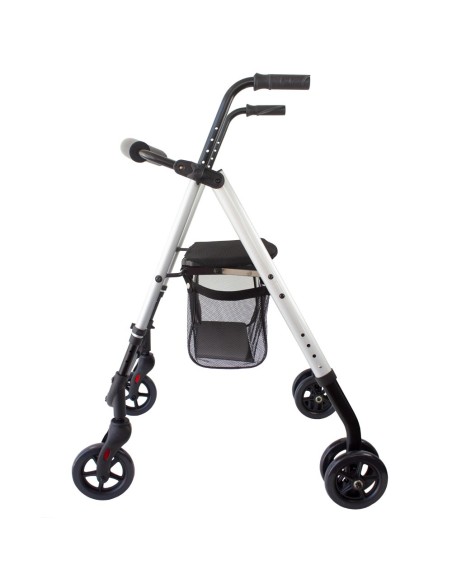 Andador para ancianos de 4 ruedas, Ligero, Plegable, Regulable, con cesta  y frenos