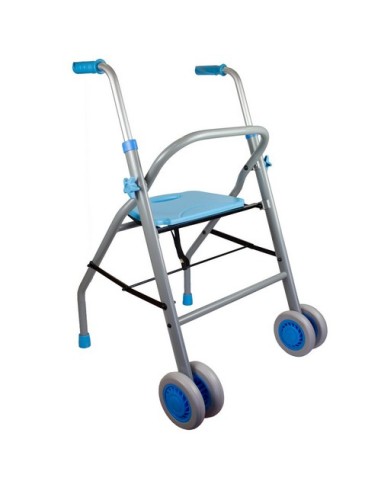 Andador rollator de aluminio ligero plegable y regulable en altura con asiento ergonómico | Future | Color celeste