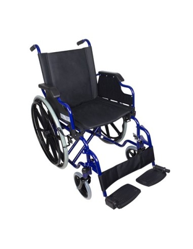 Silla de ruedas plegable, muy ligera y autopropulsable, reposapiés extraíbles, ancho asiento 43 o 46 cm, color azul “Giralda”