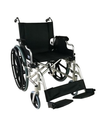 Silla de ruedas plegable de aluminio, reposabrazos abatibles y reposapiés extraibles, ancho de asiento 46cm "Mod. Ópera"
