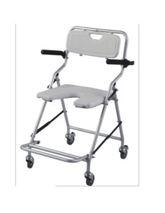 Silla de baño plegable ligera con ruedas de aluminio