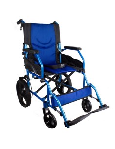 Silla de ruedas de tránsito plegable con reposapiés, respaldo y reposabrazos acolchados, con frenos en manetas, ancho asiento 46