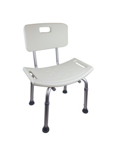 Silla de baño regulable en altura, de aluminio con respaldo | Modelo Olivo