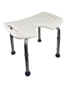 Taburete | Banqueta de baño de altura regulable | Asiento en U | Conteras antideslizantes | Modelo Bahía