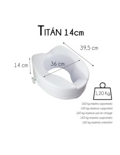 Elevador de baño sin tapa de altura 14 cm | Modelo Titán 2