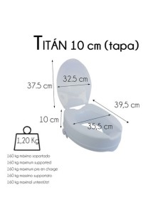 Elevador de baño con tapa de altura de 10 cm | Modelo Titán 2