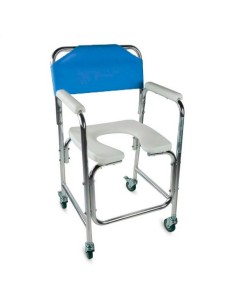 Silla de WC/inodoro con ruedas de aluminio y reposabrazos acolchados | Modelo Manzanares