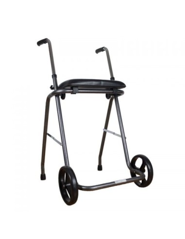 Andador de acero plegable y regulable, con 2 ruedas y asiento
