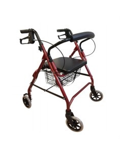 Andador Rollator con frenos, asiento, respaldo acolchado y cesta Estandar A060