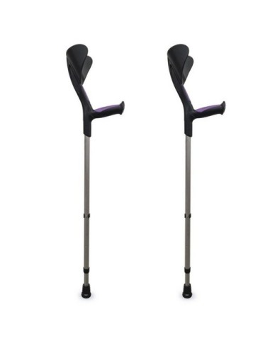 Muletas Advance 2 uds con puño anatómico de goma | Bastón canadiense ortopédico | Color morado | Aluminio, monoplástico