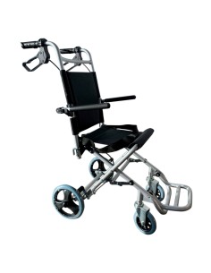 Silla de ruedas de aluminio para tránsito, plegable, con bolsa para transporte y frenos | Modelo Neptuno | Color Negro