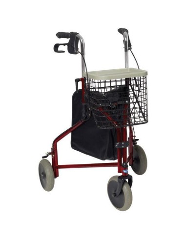 Andador de 3 ruedas con bolsa y cesta | Rollator plegable Delta