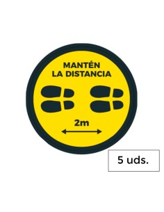 Pack 5 vinilos de suelo | Circular | 30 cm | Prevención Covid-19 | Distancia de seguridad