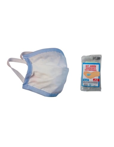Kit de mascarilla higiénica infantil + jabón higienizante | Reutilizable | Talla única