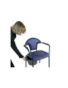 Silla WC | Portátil | Reposabrazos | Acero | Azul 2