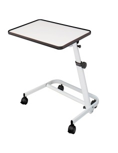 Mesa auxiliar plegable reclinable | Para cama | Ruedas y freno | Blanco