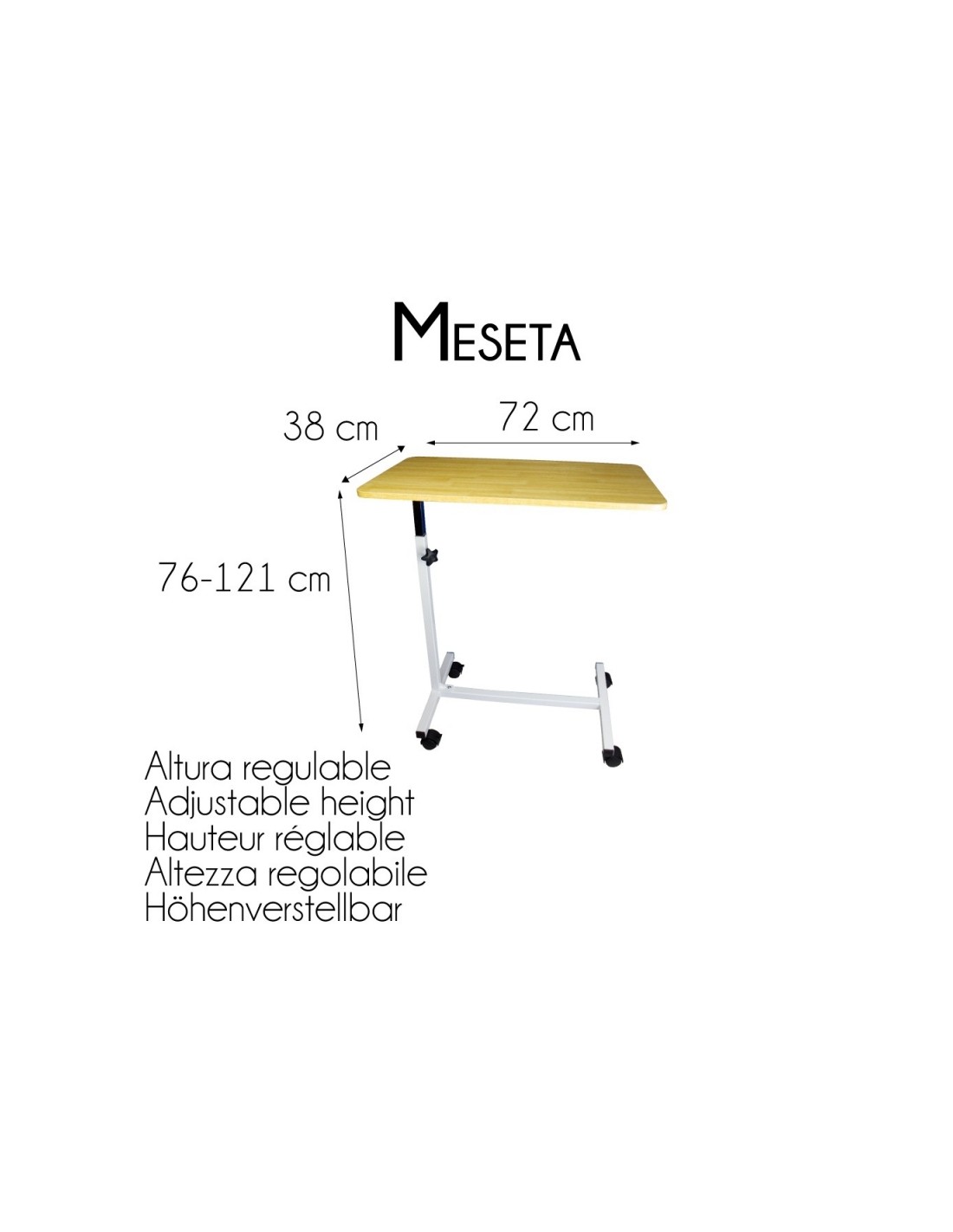 Mesa Auxiliar Mobiclinic Meseta Con Ruedas Altura Regulable Ligera Madera  Para Casa Cama O Sofa con Ofertas en Carrefour