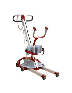 Grúa de bipedestación Molift Quick Raiser II con arnés acolchado con cinturón de seguridad