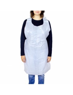 Delantal desechable | Caja 1.000 uds | Polietileno | Blanco | 18 micras | Talla única
