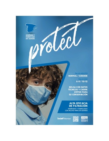 Mascarillas reutilizables certificadas PROTECT | pack 2 unidades | para adultos y niños