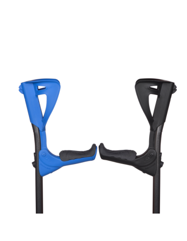 Muletas | Bastones plegables con empuñadura ultra-suave acolchada "Ergotech" (unidad o par) | Negra o Azul